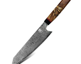 Damascus Chef Knife | Japanese Kiritsuke 8 inch VG10 67 Layer Chef Knive Wooden Handle  | Gift For Mom, Dad, Boyfriend, Girlfriend, Chef |