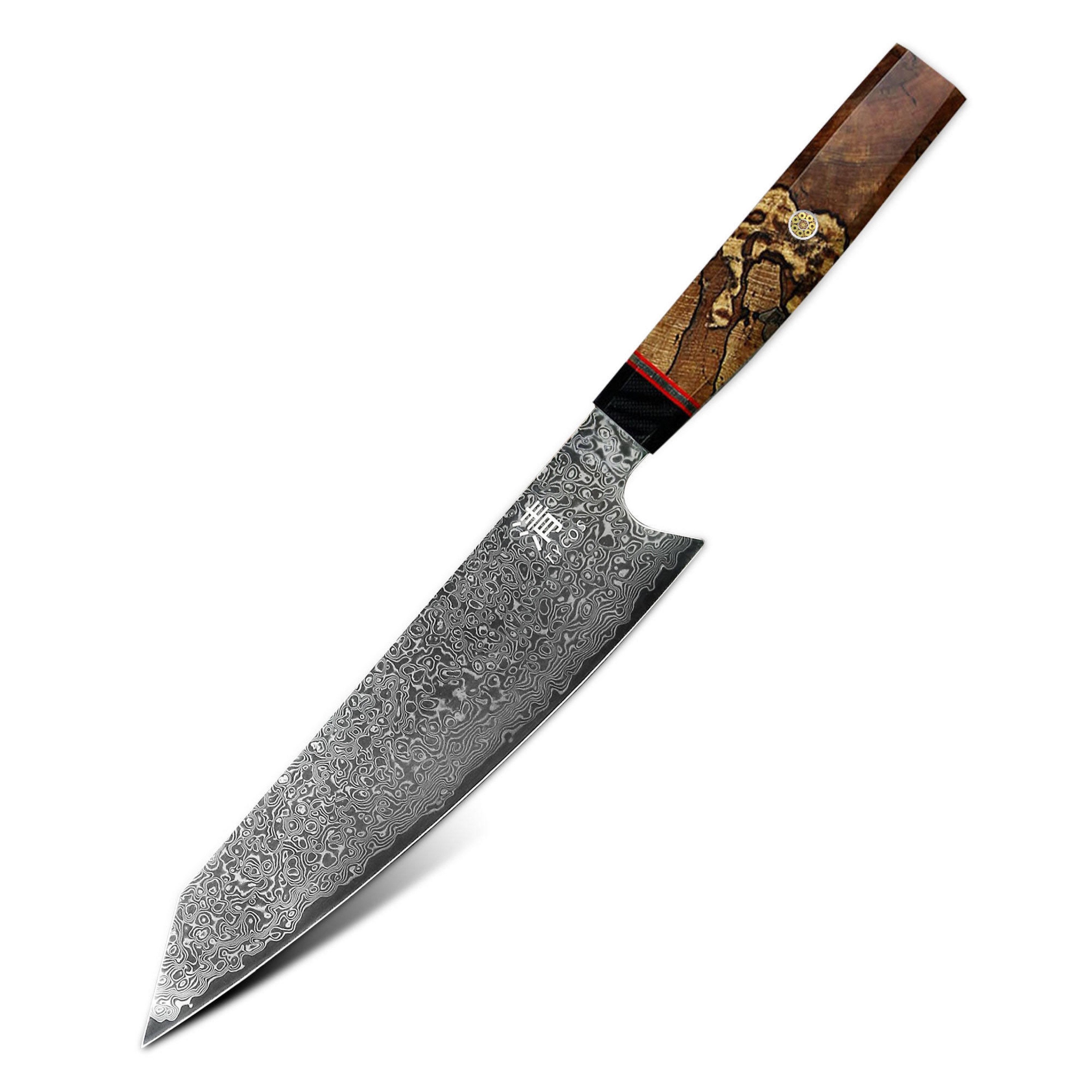 couteau de chef damas | couteau japonais kiritsuke 8 pouces vg10 67 couches, manche en bois cadeau pour maman, papa, petit ami, petite amie, |