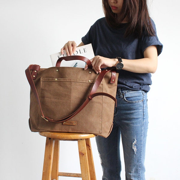 Small Canvas Tote With Zipper Etsy