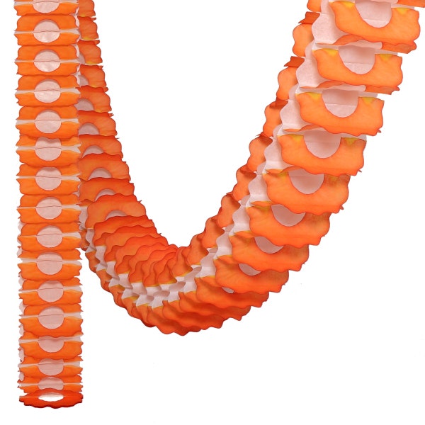 Guirlande de papier de soie orange et blanc à suspendre | Banderoles de fête réutilisables pour décorations de fête, guirlande classique en papier - 360 cm