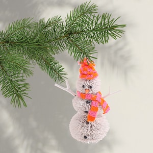 Bristle Snowman Decoration | Decoration for Christmas tree, Christmas Ornament, Tree Decoration - 12cm