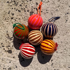 Stripe Papier Mache Bauble | Decoration for Christmas tree, Christmas Ornament, Tree Decoration - 7cm