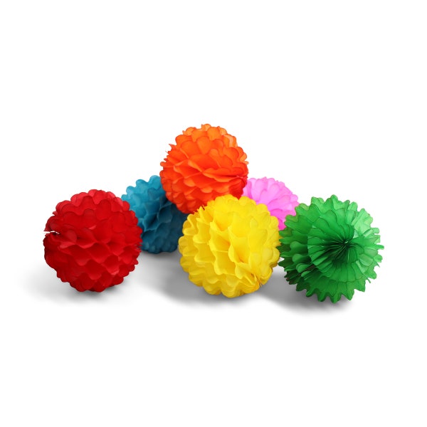 Paper Dreams Honeycomb Puff Ball, Regenbogen | Seidenpapierbälle, Wabenbälle für Hochzeiten, Partys und Heimdekoration – 6er-Pack 10 cm