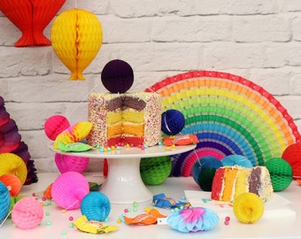 Paper Dreams Honeycomb Ball, Rainbow | Tissue Paper Honeycomb Balls, Honeycomb Balls for Weddings, Parties & Home Decor - 6 Pack 5cm