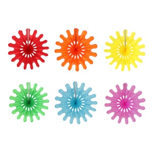 Paper Dreams Modern Fan Rainbow | Streamers for Party Decorations, Weddings, Birthdays - Pack of 6, 20cm