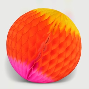 Paper Honeycomb Ball, Tri-Tone Sunset | Tissue Paper Ball, Colourful Honeycomb Ball for Weddings, Parties, Home Decoration - 25 cm