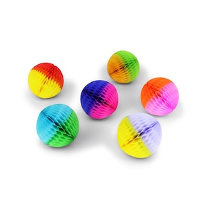 Paper Dreams Honeycomb Ball, Two-Tone Rainbow | Multicolour Balls for Weddings, Parties & Home Decoration - 6 pack 5cm