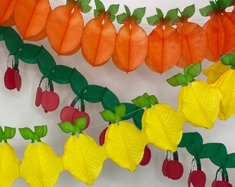 Paper Dreams Orange Fruit Garland | Reusable Party Streamers for Birthdays, Paper Classic Garland - 360cm