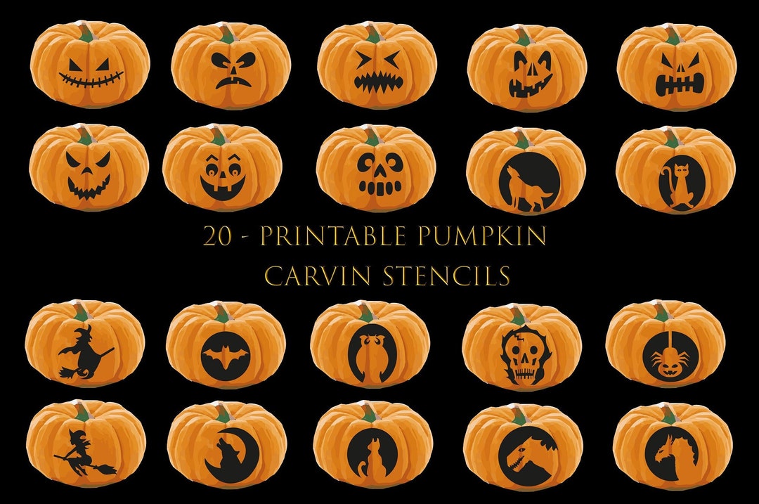 20 Printable Halloween Pumpkin Carving Stencils Jack O Lantern Pumpkin