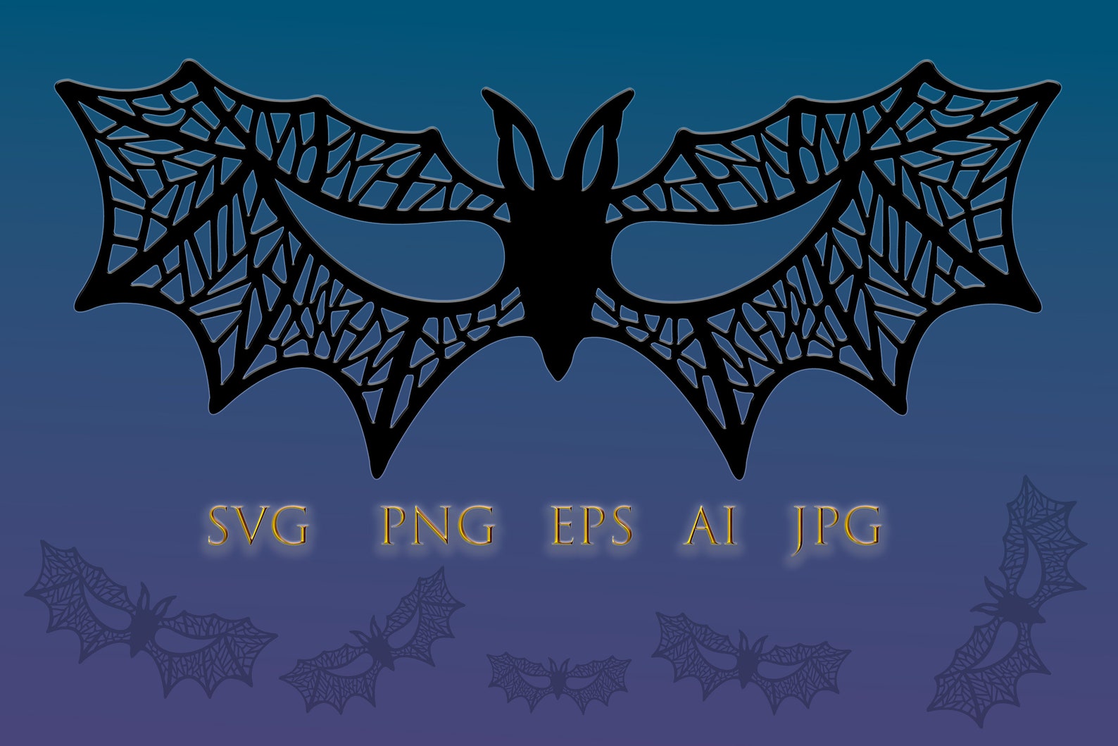 Halloween Mardi Gras Mask Stencil SVG Patterns for Carving Bat - Etsy