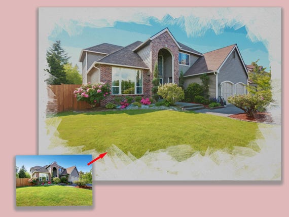 Custom Watercolor House Portrait from Photo - Personalized Gift for Housewarming or Realtor Closing