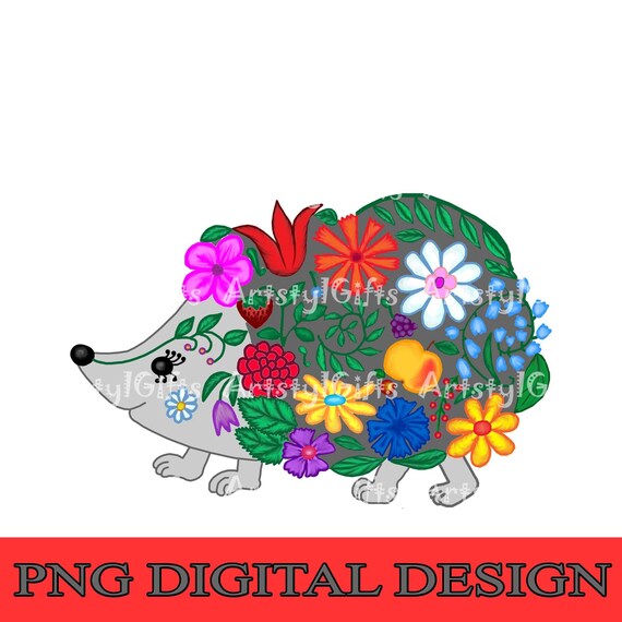 Cute Hedgehog Clipart.png File for Sublimation. Flower Hedgehog. Design for  Children. Commercial Use 