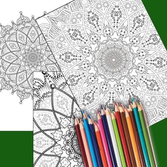Relaxing Art Mandala Coloring Book for Adults Instant Download PDF  Printable 30 Pages Coloring Pages 