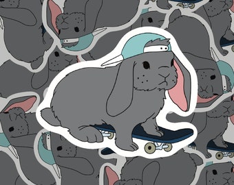 Skater Bunny Sticker | Glossy Sticker | Matte Sticker | Weatherproof Vinyl Sticker | Bunny Sticker