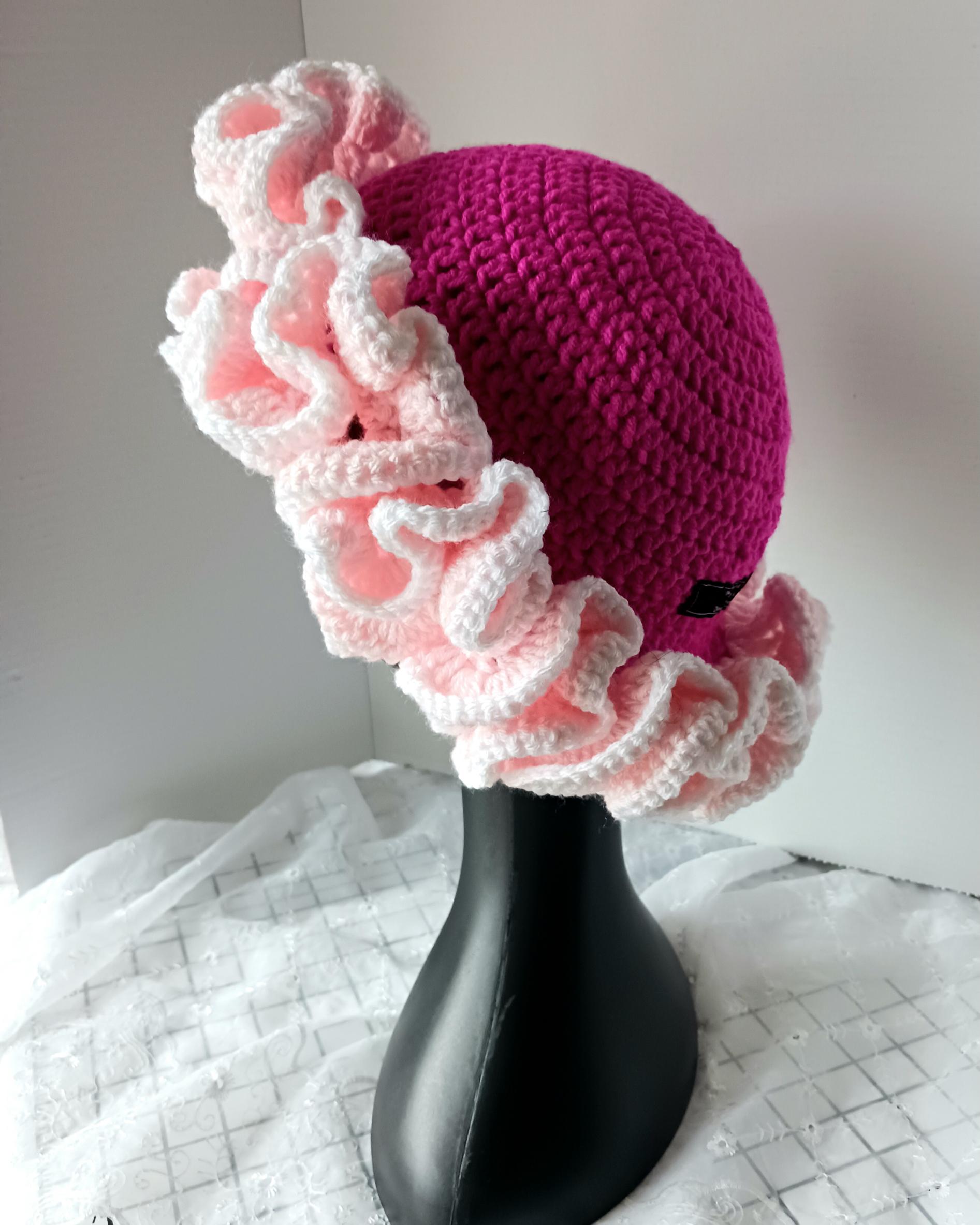 Colorful Crochet Ruffle Hat - Etsy display picture 1