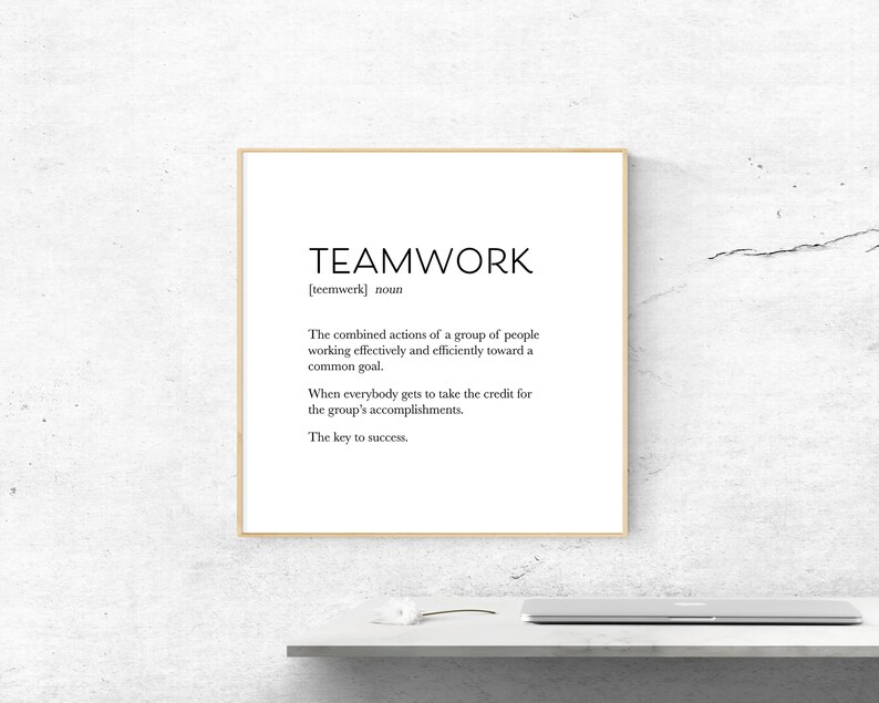 Teamwork Definition Poster, Teamwork Quote Print, Team Wall Art, Growth