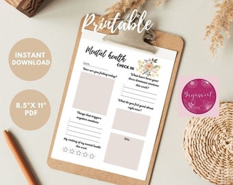 Mental Health Check In Mental Health Journal Self Care Planner Anxiety Journal  Depression Therapy