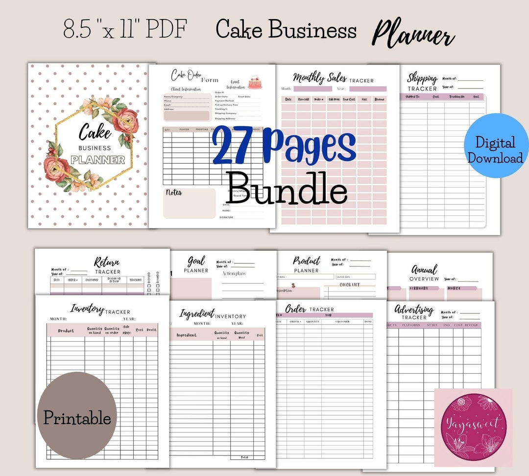 Cake, Cupcake Business Planner , PDF, Small Business, Home Made Bakery ...