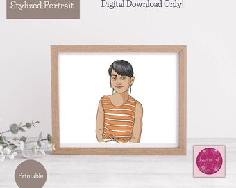 Custom Stylized Portrait Illustration - Personalized Family Portrait Illustration, Illustrated Family Portrait in digital file