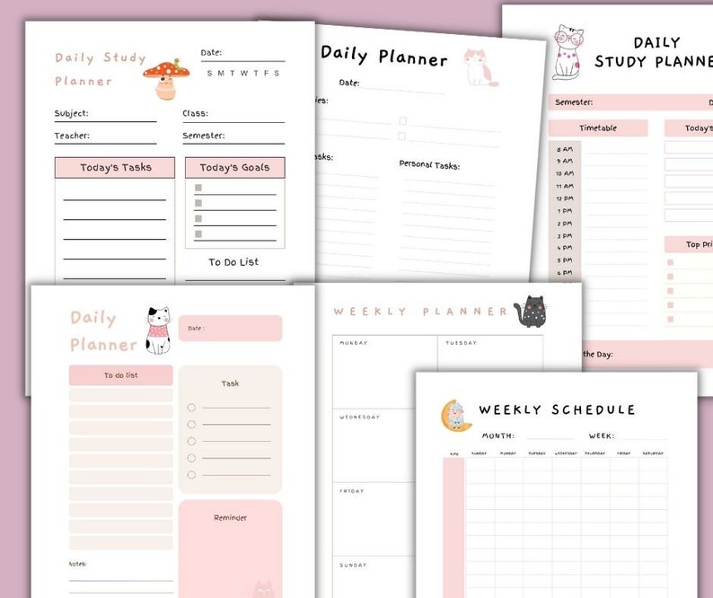 Student Planner Printable Study Planner Study Organizer - Etsy Canada