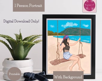 Custom Family Portrait Illustration - Personalized Family Portrait Illustration, Illustrated Family Portrait in digital file