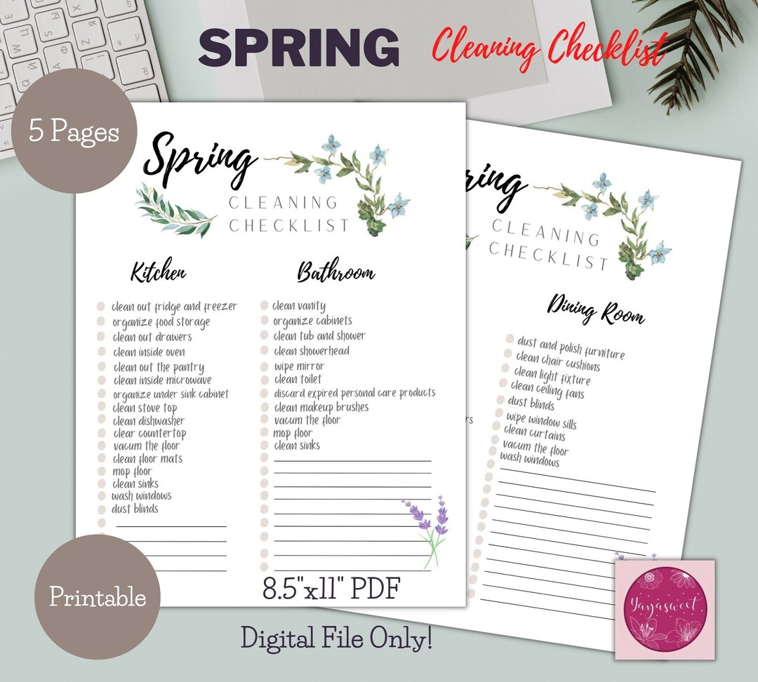 Spring Cleaning Checklist Printable Deep Cleaning Checklist Seasonal ...