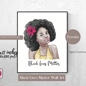 Printable Wall Art,Black Lives Matter Print, Digital Art,Digital Download, Apartment decor, Wall Decor, Portrait art, Illustration