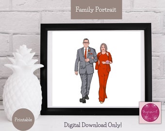 Custom Family Portrait Illustration - Personalized Family Portrait Illustration, Illustrated Family Portrait in digital file