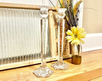 Vintage Mikasa Glass Candlestick Holders - Set of 2 Taper Candle Holders