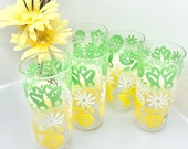 Vintage 1960 39 s Federal Glass Co SET of 5 Floral and Butterfly Drinking Glasses Designed by N. Stalcup 1960 39 s Drinkware