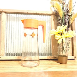 Vintage Anchor Hocking Orange Diamond Juice Pitcher - Mid-Century Atomic Carafe