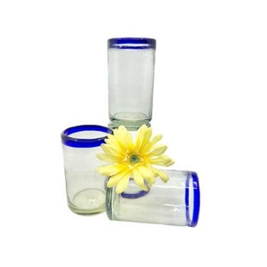 Vintage Artisan Mexican Hand-Blown Glasses/Tumblers SET of 4 / Hand-Blown Glasses/Tumblers