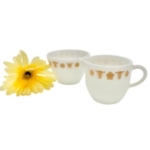 Vintage SET of Pyrex/Corning Ware Butterfly Creamer and Sugar Bowl / Corning/Pyrex Butterfly Gold Sugar Creamer Set