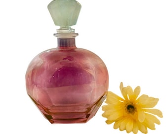 Vintage Rainbow Glass Decanter Made in Italy with Original Sticker / 1980&#39;s Collectible Amethyst Italian Handblown Glass Decanter