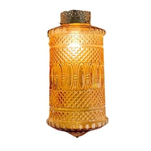Vintage STUNNING SWAG Lamp / Mid-Century Large Amber Hanging Swag Lamp / 1970&#39;s Underwriters Laboratories Amber Glass Swag Lamp with Plug