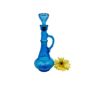 Vintage 1970's Jim Beam I Dream of Jeannie Blue Decanter Bottle / 1970's Blue Jim Beam Collectible Bottle