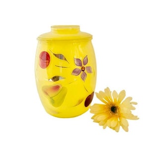 Vintage Bartlett Collins Cookie Jar Yellow Fruits Flower / 1950&#39;s Bartlett Collins Collectible Cookie Jar with Lid