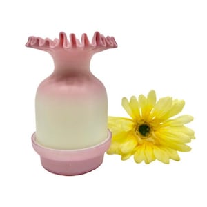 Vintage Fenton Pink Burmese Satin Fairy Lamp / Vintage Fenton Votive Candle Holder / Fairy Lamp Light