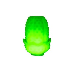 Vintage Fenton Custard Uranium Glass Hobnail Fairy Lamp with Fenton Logo / Signed Fenton Hobnail Uranium Fairy Lamp