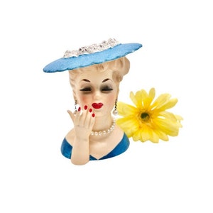 Vintage 1960s Lady Head Vase with Pearl Necklace