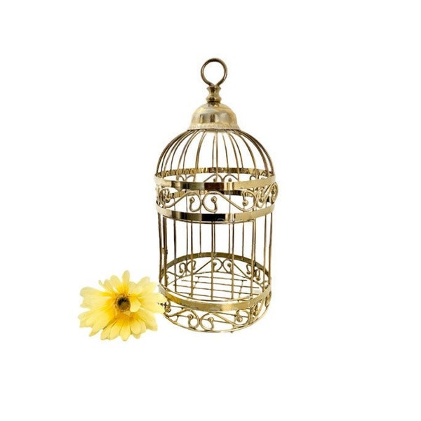 Vintage Mid Century Solid Brass Hanging Bird Cage Hand Made in India / 1960's Brass Bird Cage / Wedding Card Holder / Boho / Farmhouse Décor