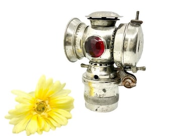 Antique 1899 Badger Brass Motorcycle Lantern: Kenosha Solar Light