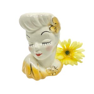 Vintage 1950s Ceramic Lady Head Vase: Mid-Century Collectible