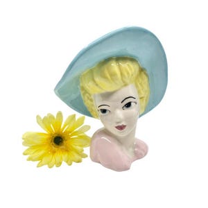 1950s Lady Head Vase: Large Collectible Ceramic Bust