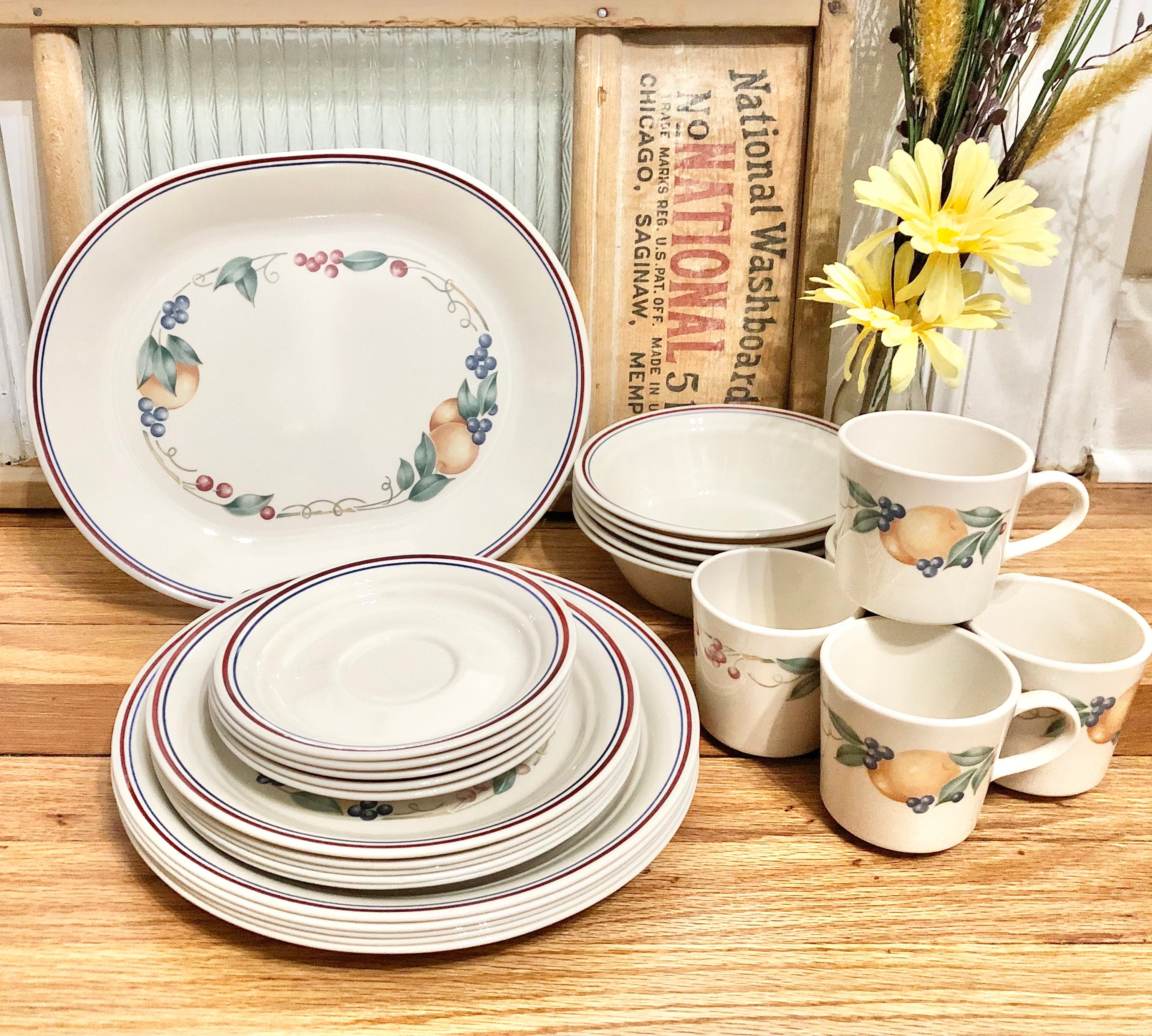 Vintage Corelle/corning Abundance Dinnerware 26 Piece Set for Etsy