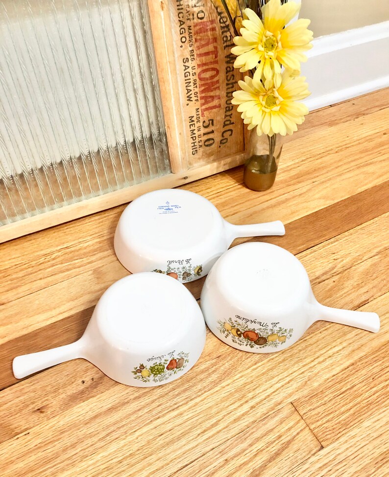 Vintage Corning Ware Spice of Life 5 Piece Set of 3 Pots and Pans / 1970s Corning Ware Spice of Life Cookware Set