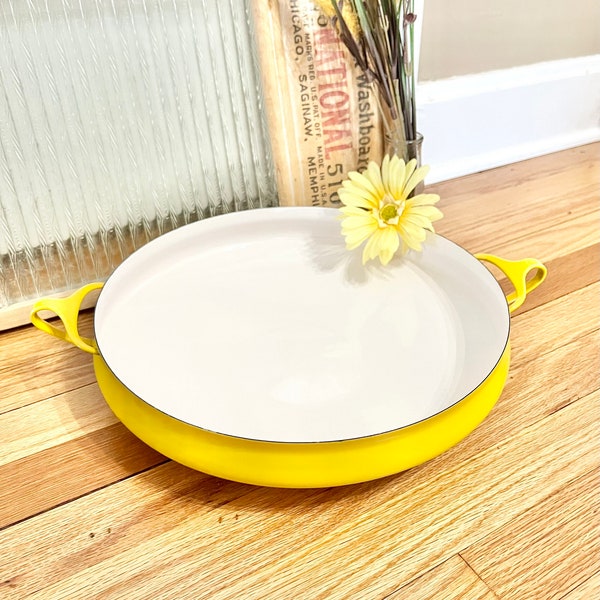 Vintage Yellow Dansk Four Ducks Kobenstyle IHQ Large PAELLA Pan Enamelware / Yellow Dansk Paella Pan/ 1960's Dansk Pots/Pans