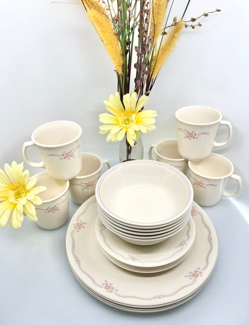 Vintage Corelle/corning English Breakfast Dinnerware 24 Piece Etsy