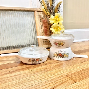 Vintage Corning Ware Spice of Life 5 Piece Set of 3 Pots and Pans / 1970s Corning Ware Spice of Life Cookware Set