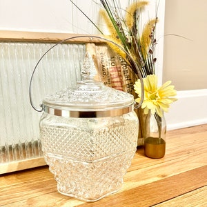 Vintage Anchor Hocking Wexford Leaded Crystal Glass Ice Bucket / Vintage Wexford Ice Bucket